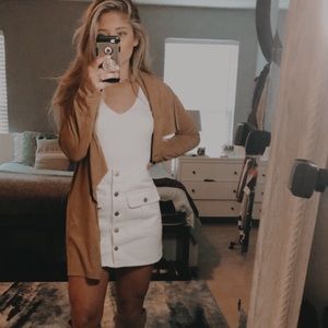 White front button skirt